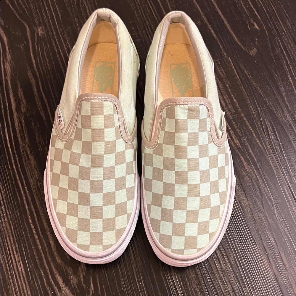 Vans - Mint & Grey Checkered Slip-Ons